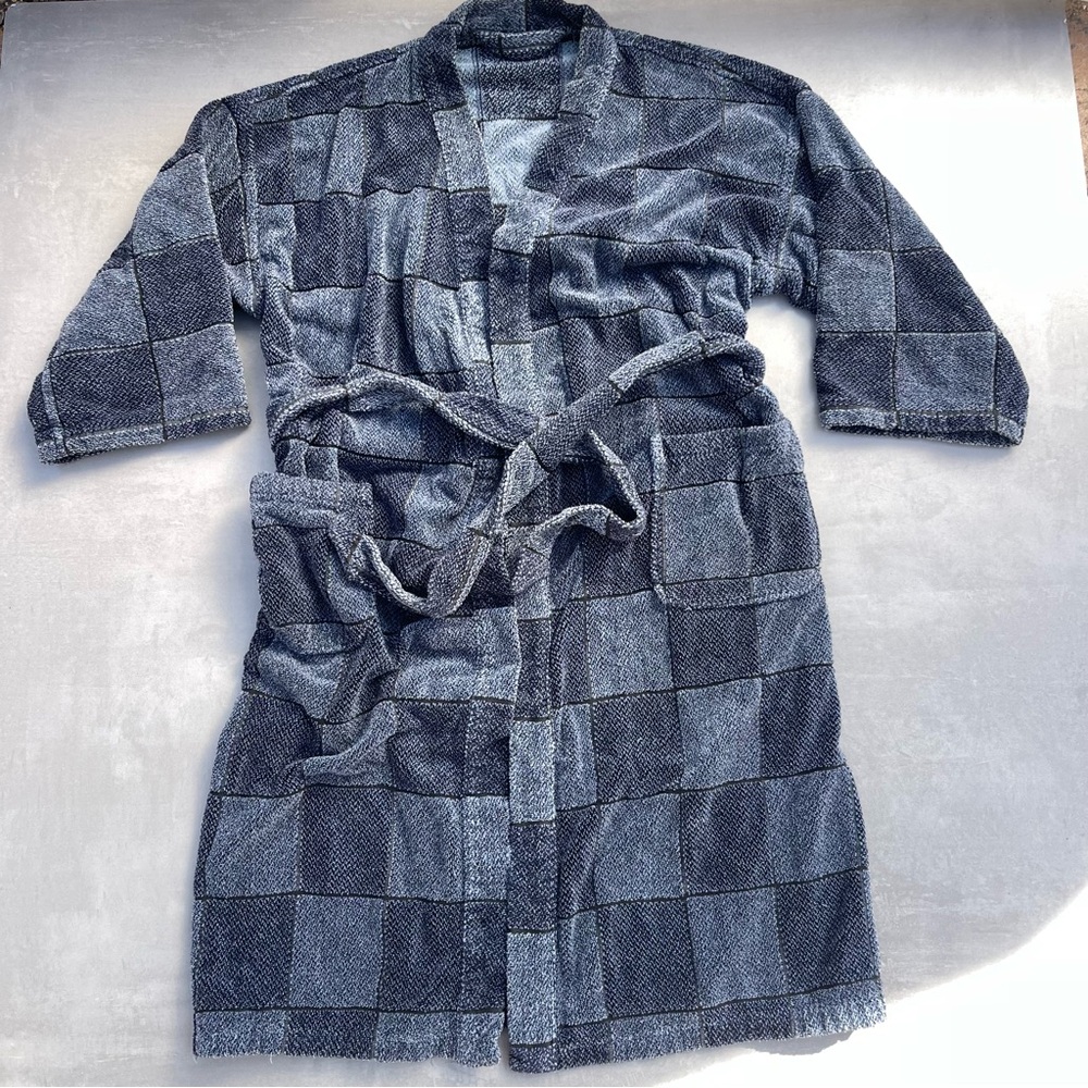 100% Cotton Checkered Vintage Terry Bath Robe